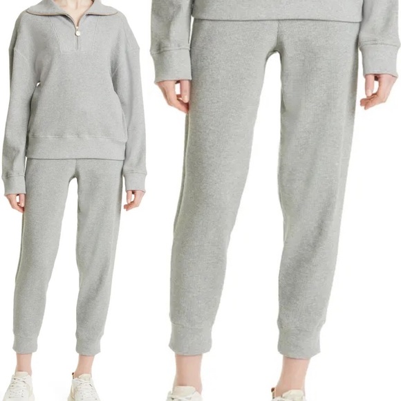 Derek Lam 10 Crosby Rosalie Sailor Button Cotton Waffle Knit Joggers Gray L NWT - Picture 8 of 8